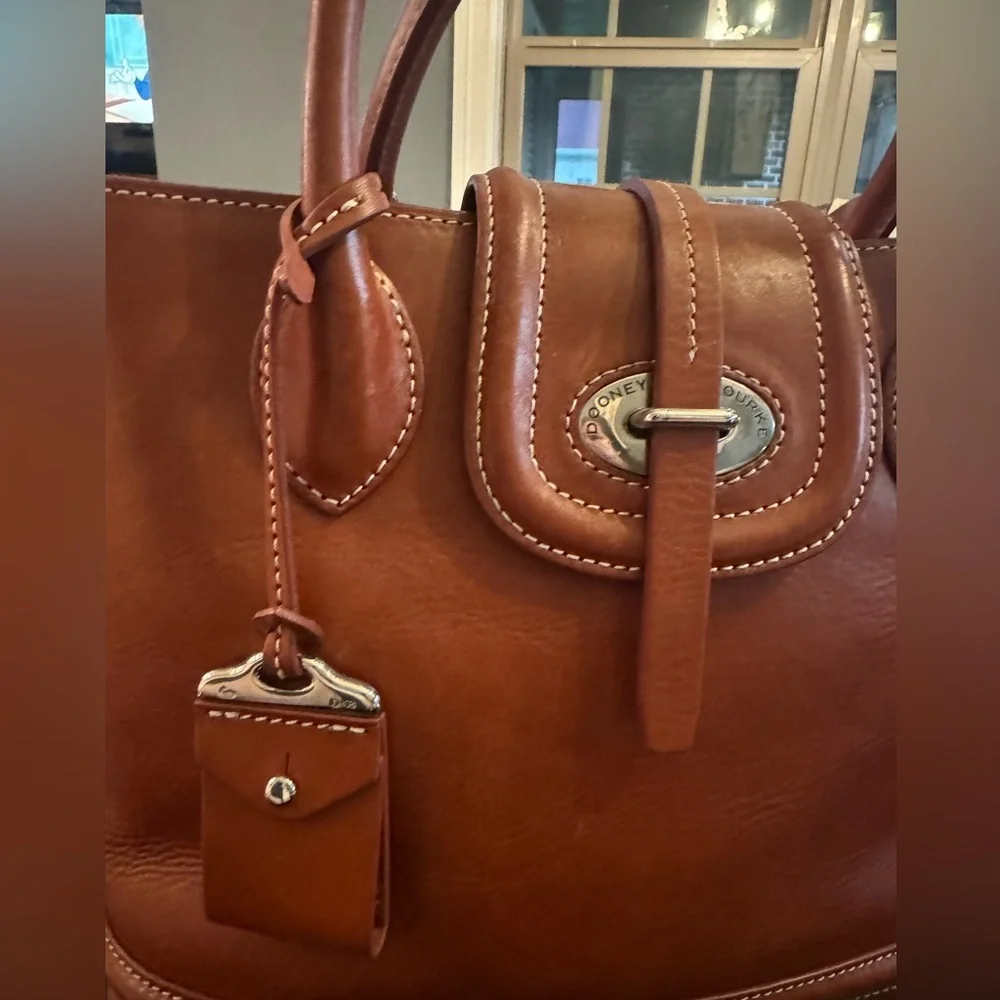 Dooney & Bourke Cognac Brown Leather Satchel